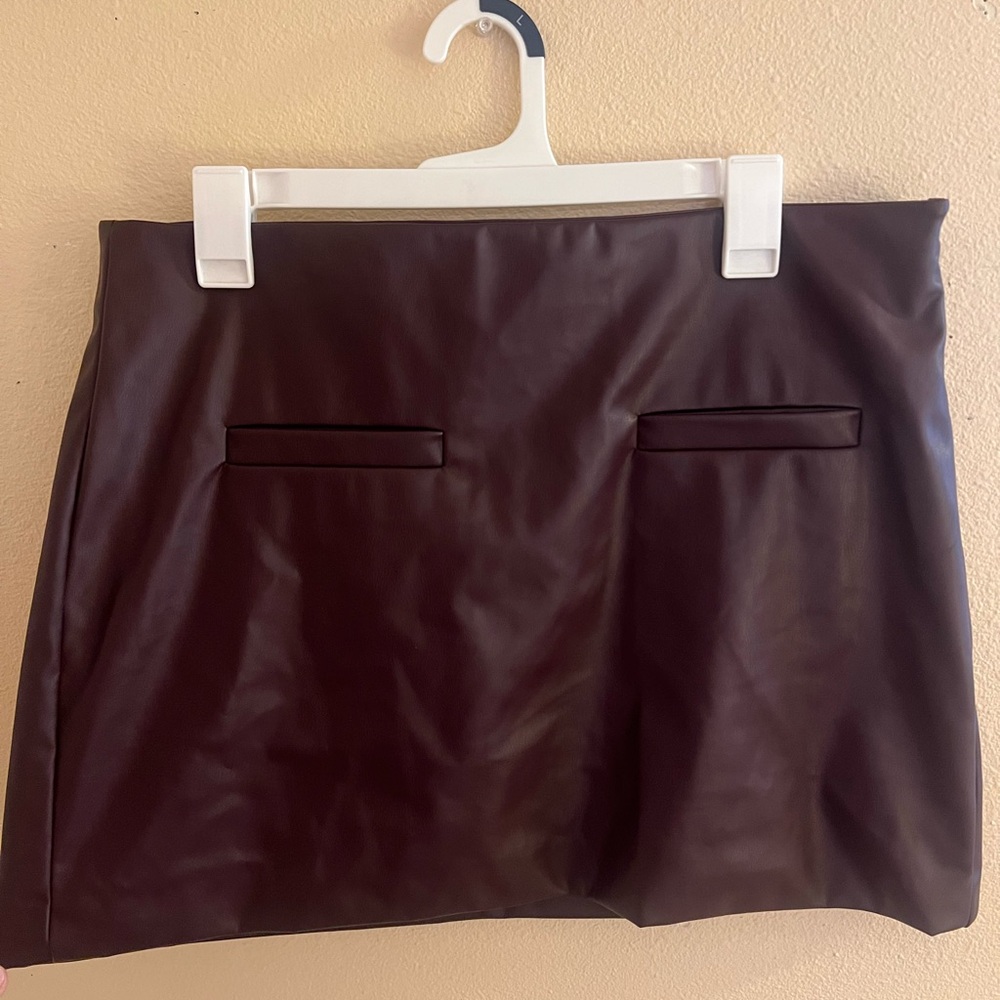 Faux Leather Burgundy Mini Skirt - A New Day